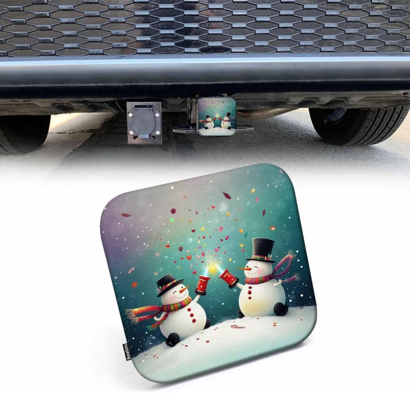Beabes Snowman Trailer Hitch Plug Cover Funny Snowman Christmas Cracker Rubber Receiver Hitch Cover Protects Hitch Tube Tow Hitch Accessories for 2 Inch Receivers - Image 1